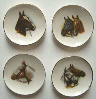 Dollhouse Miniature 4 Horse Head Plates